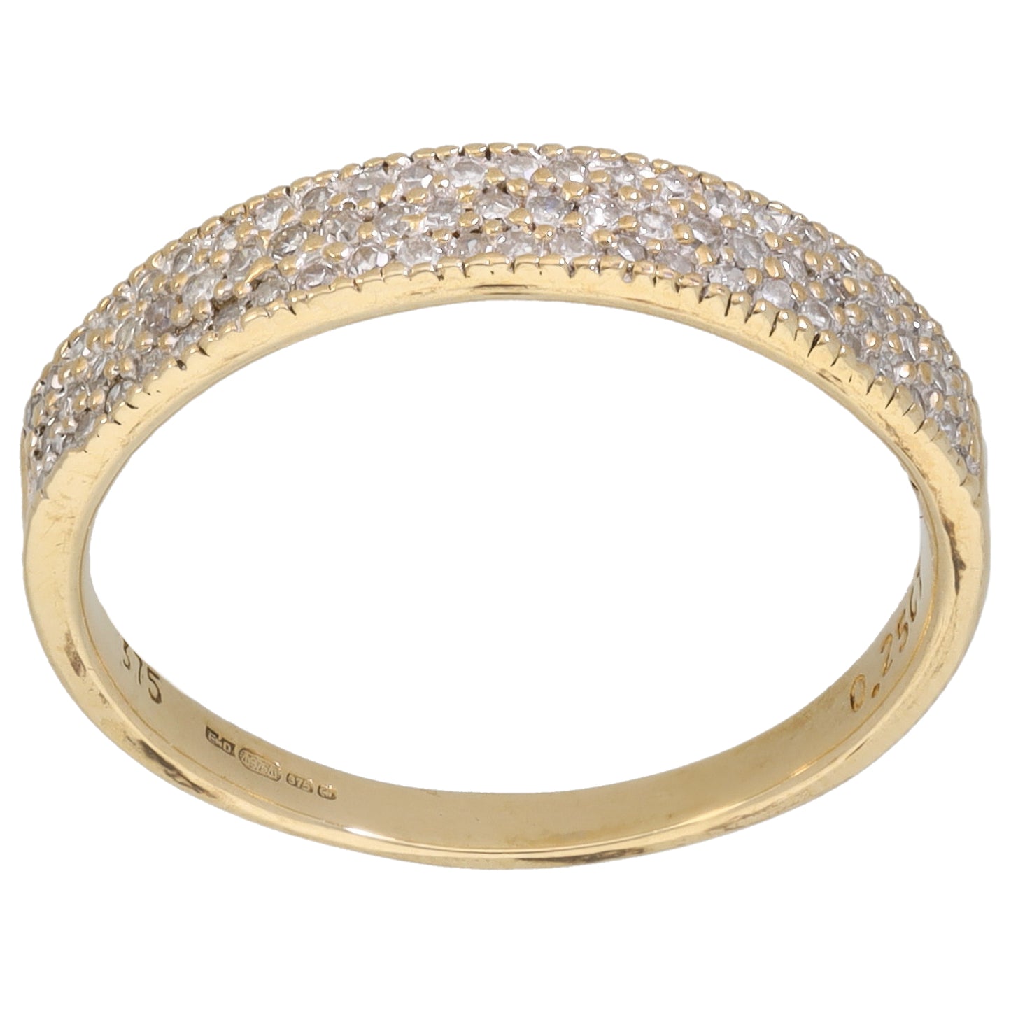9ct Gold 0.355ct Diamond Half Eternity Ring Size O