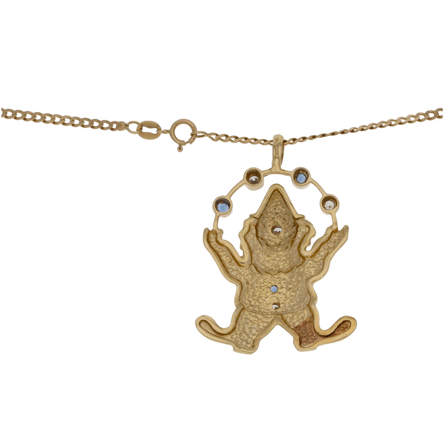 9ct Gold Imitation Gems Clown Pendant With Chain