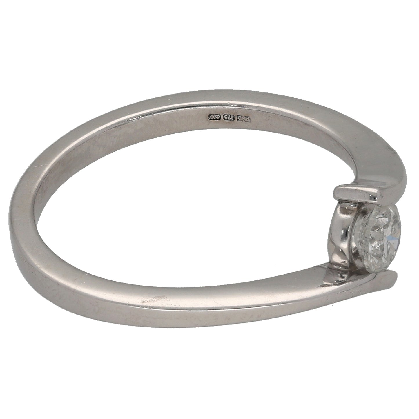 9ct White Gold 0.33ct Diamond Solitaire Ring Size U