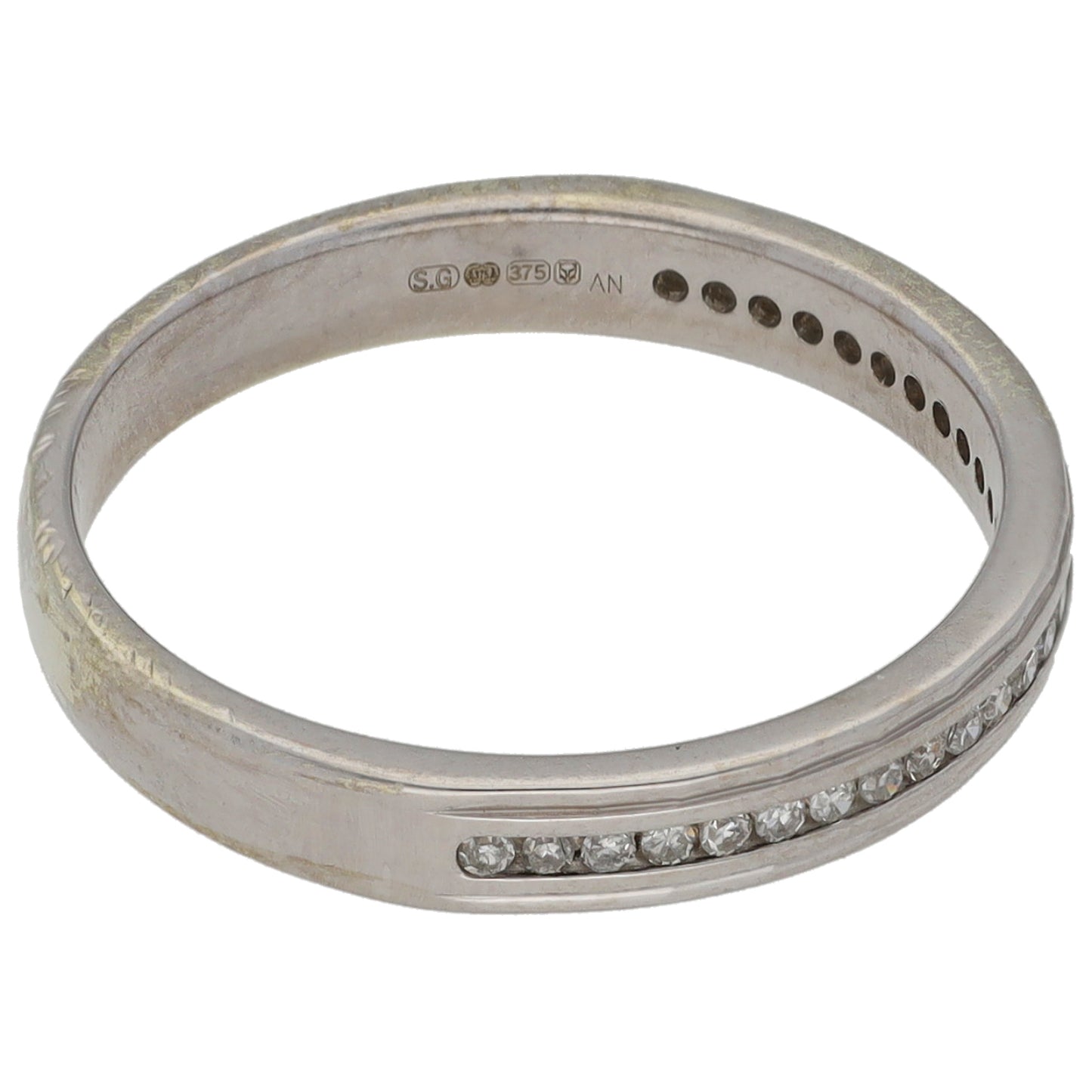 9ct White Gold 0.10ct Diamond Half Eternity Ring Size L