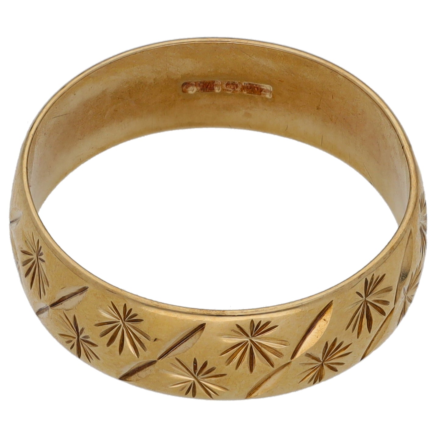 9ct Gold Patterned Wedding Ring Size L