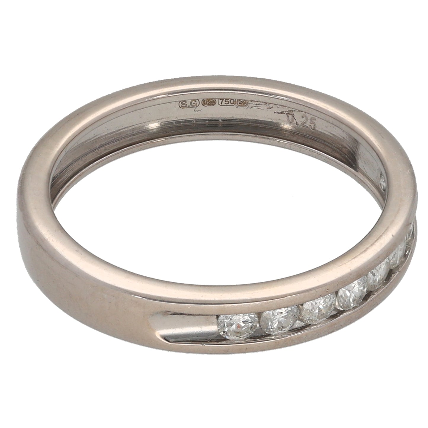 18ct White Gold 0.25ct Diamond Half Eternity Ring Size M
