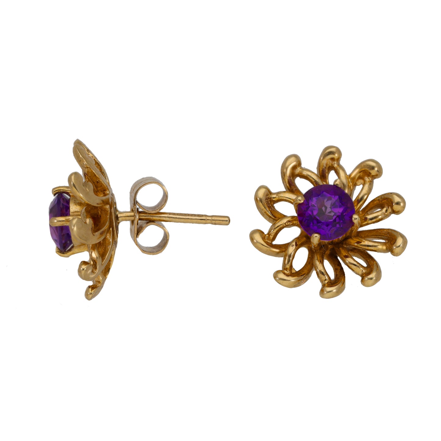 9ct Gold Amethyst Single Stone Earrings