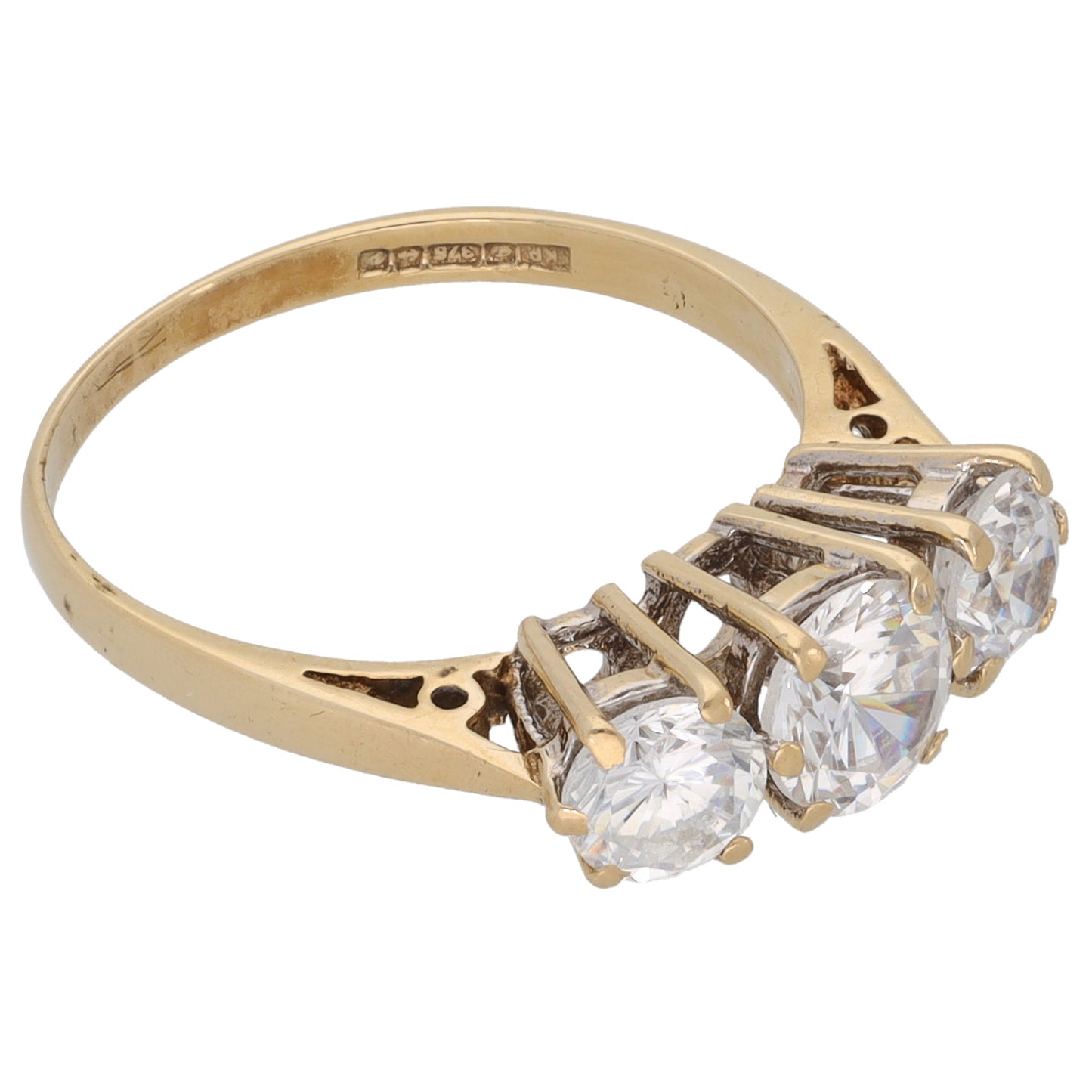 9ct Gold Cubic Zirconia Trilogy Ring Size K