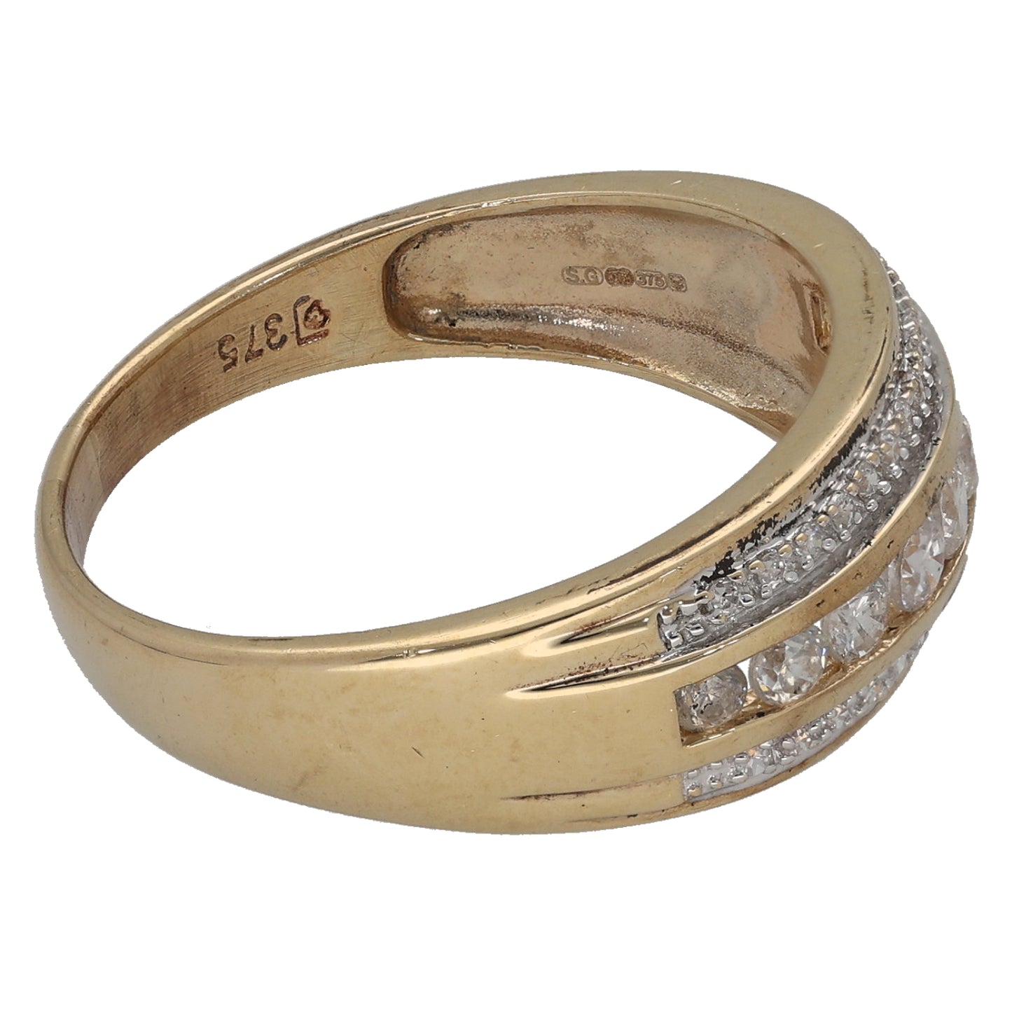 9ct Gold Cubic Zirconia Dress/Cocktail Ring Size T