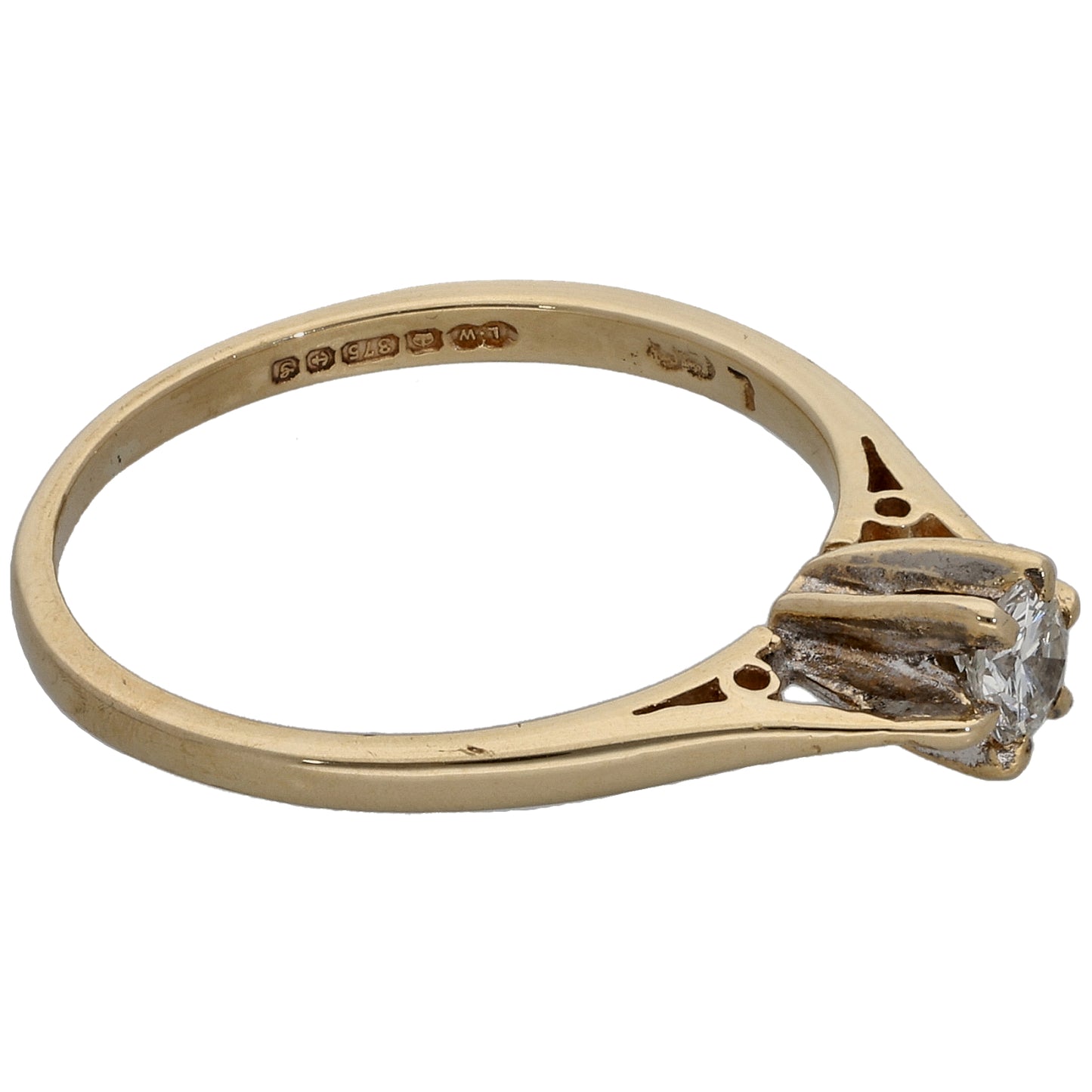 9ct Gold 0.20ct Diamond Solitaire Ring Size N