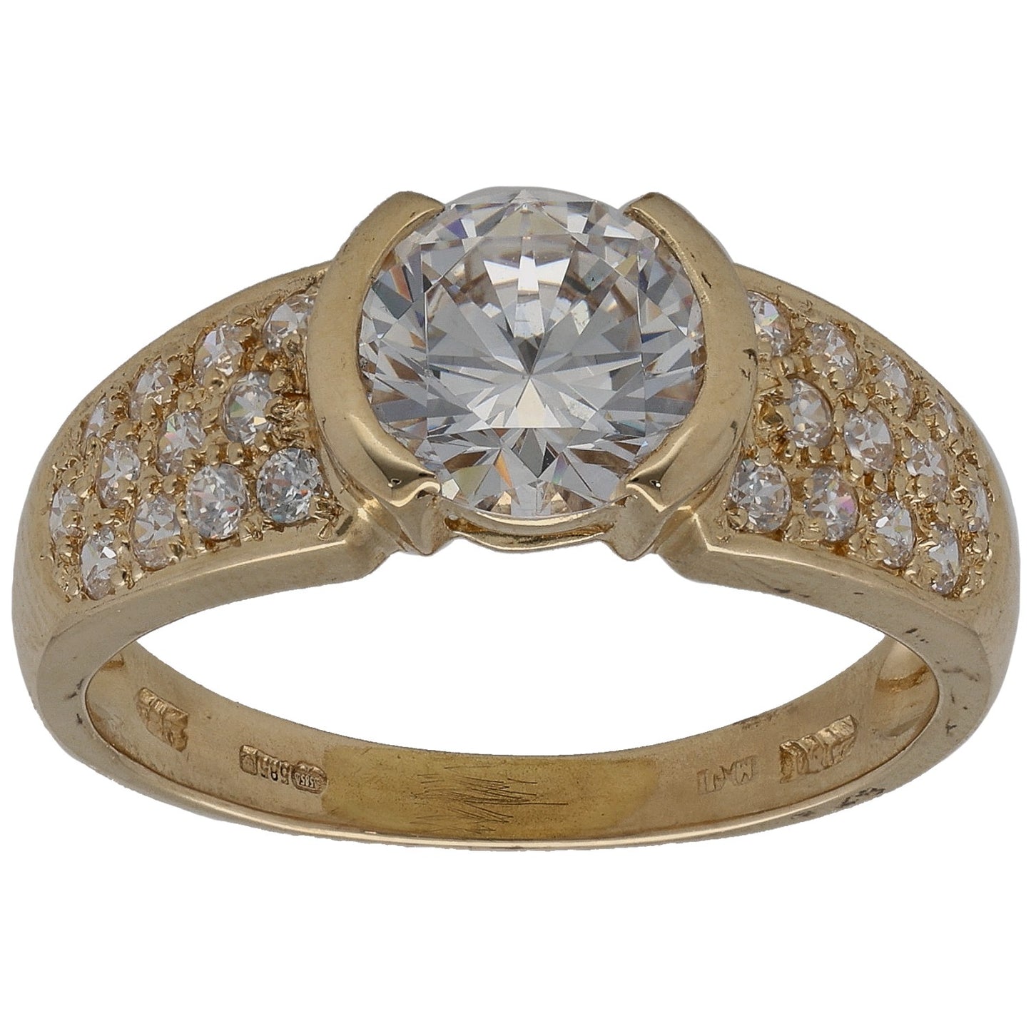 14ct Gold Cubic Zirconia Dress/Cocktail Ring Size S