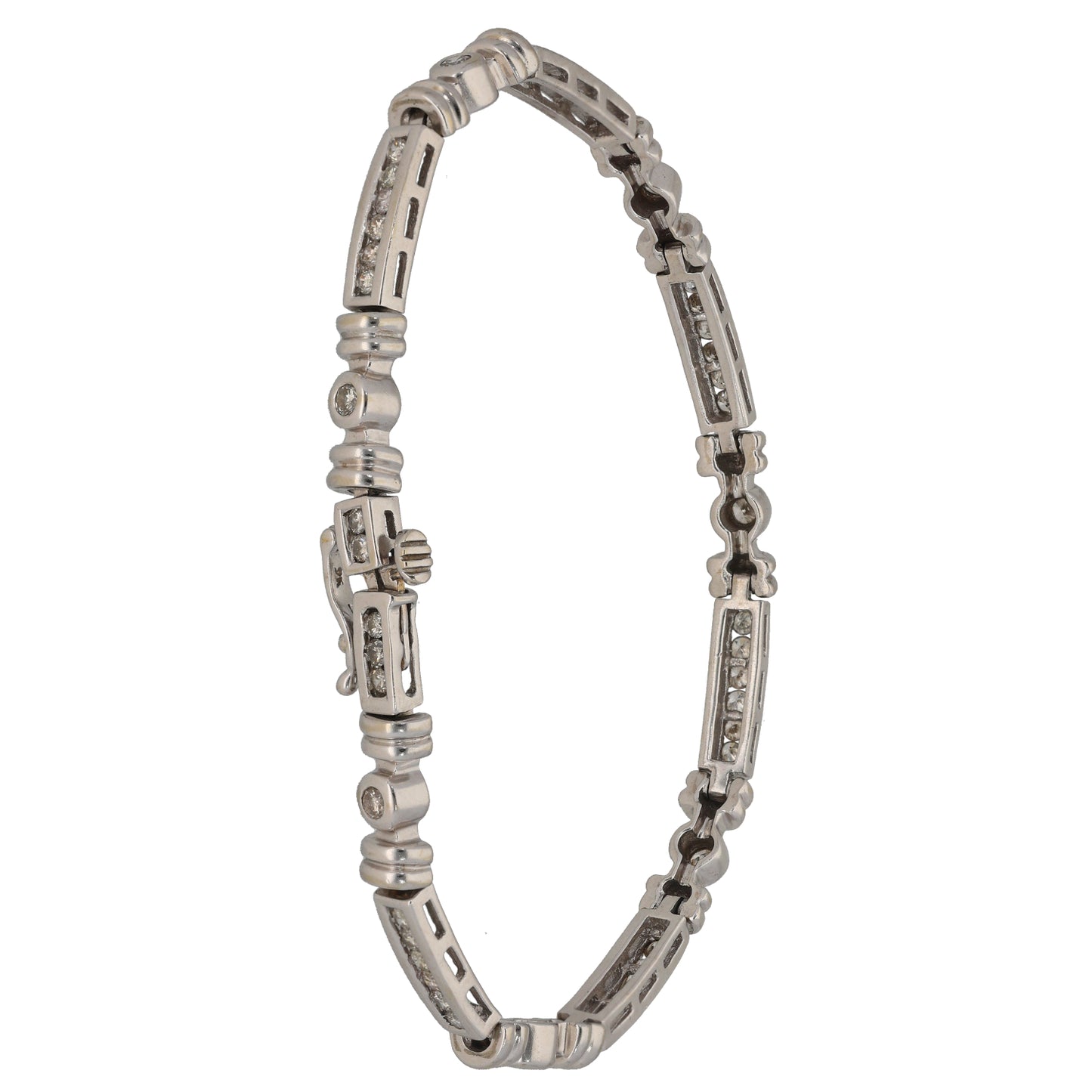 9ct White Gold 1.51ct Diamond Fancy Stone Set Bracelet