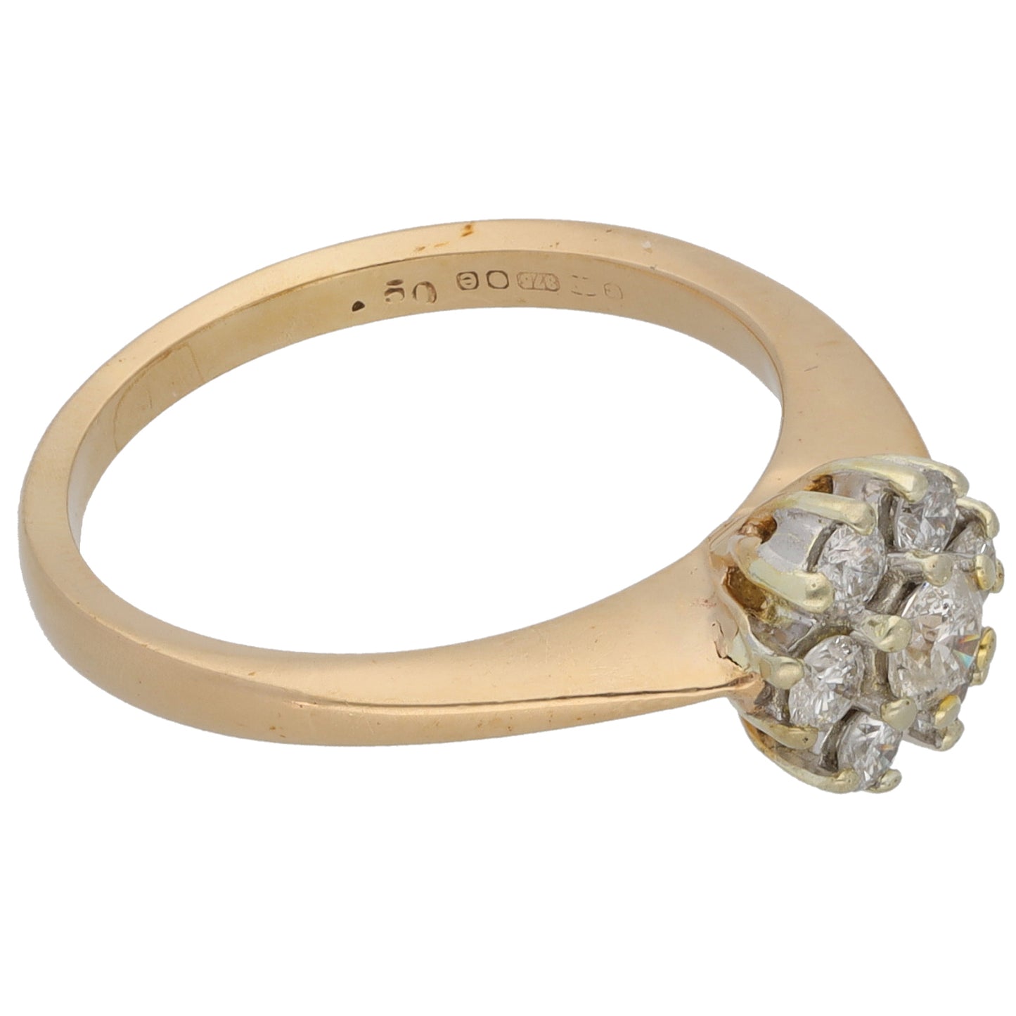9ct Gold 0.45ct Diamond Cluster Ring Size N