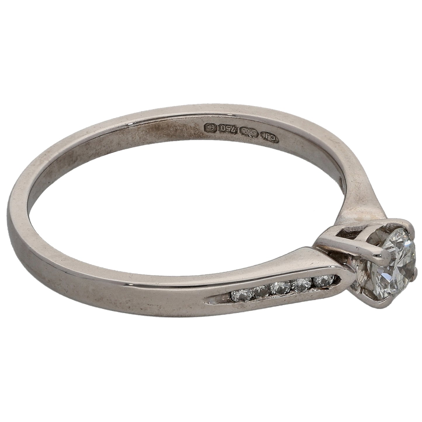 18ct White Gold 0.33ct Diamond Solitaire Ring With Accent Stones Size N