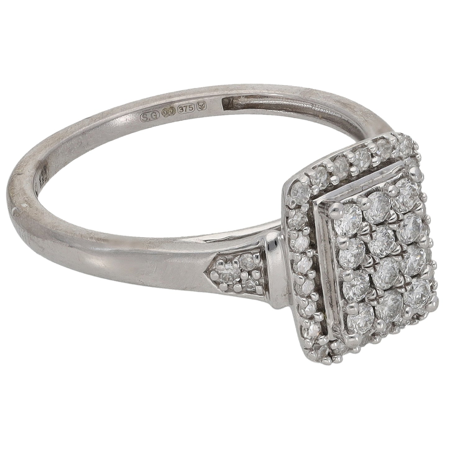 9ct White Gold 0.38ct Diamond Cluster Ring Size L