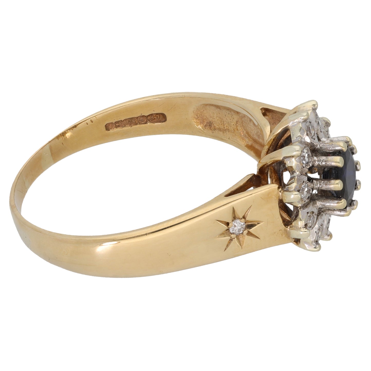9ct Gold Sapphire & 0.10ct Diamond Dress/Cocktail Ring Size U