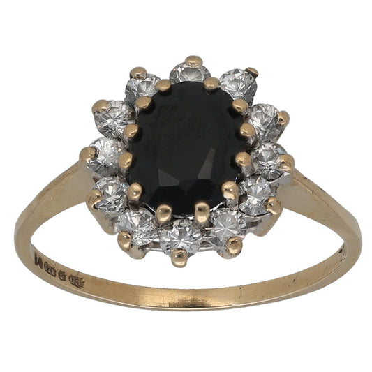 9ct Gold Sapphire & Cubic Zirconia Dress/Cocktail Ring Size O