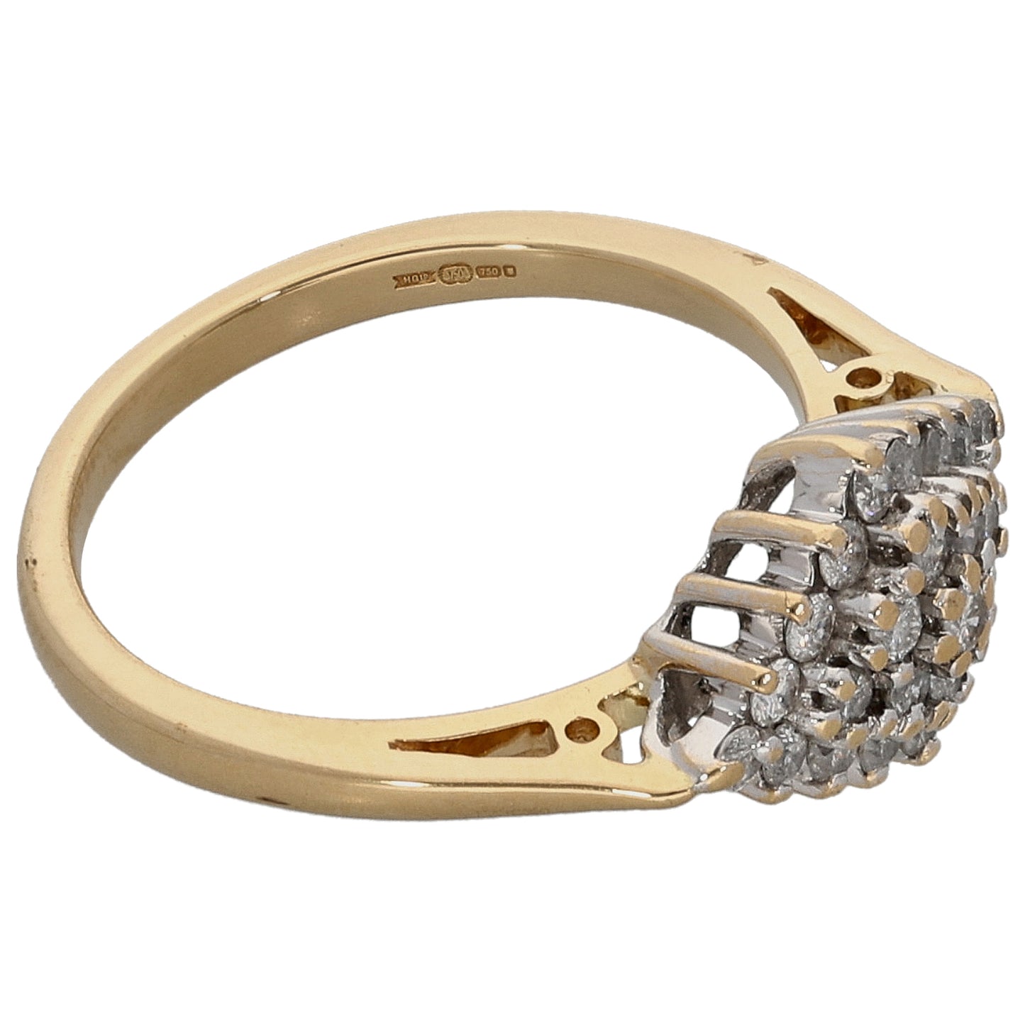 18ct Gold 0.50ct Round Diamond Cluster Ring Size O