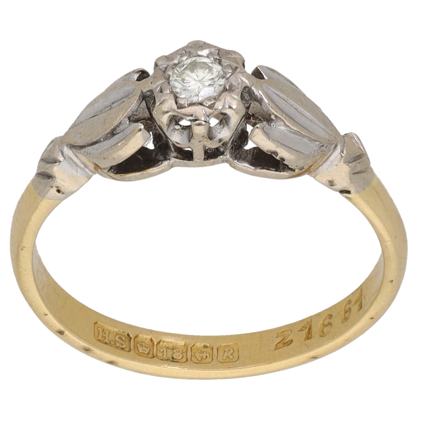 18ct Bicolour Gold 0.05ct Diamond Solitaire Ring Size L