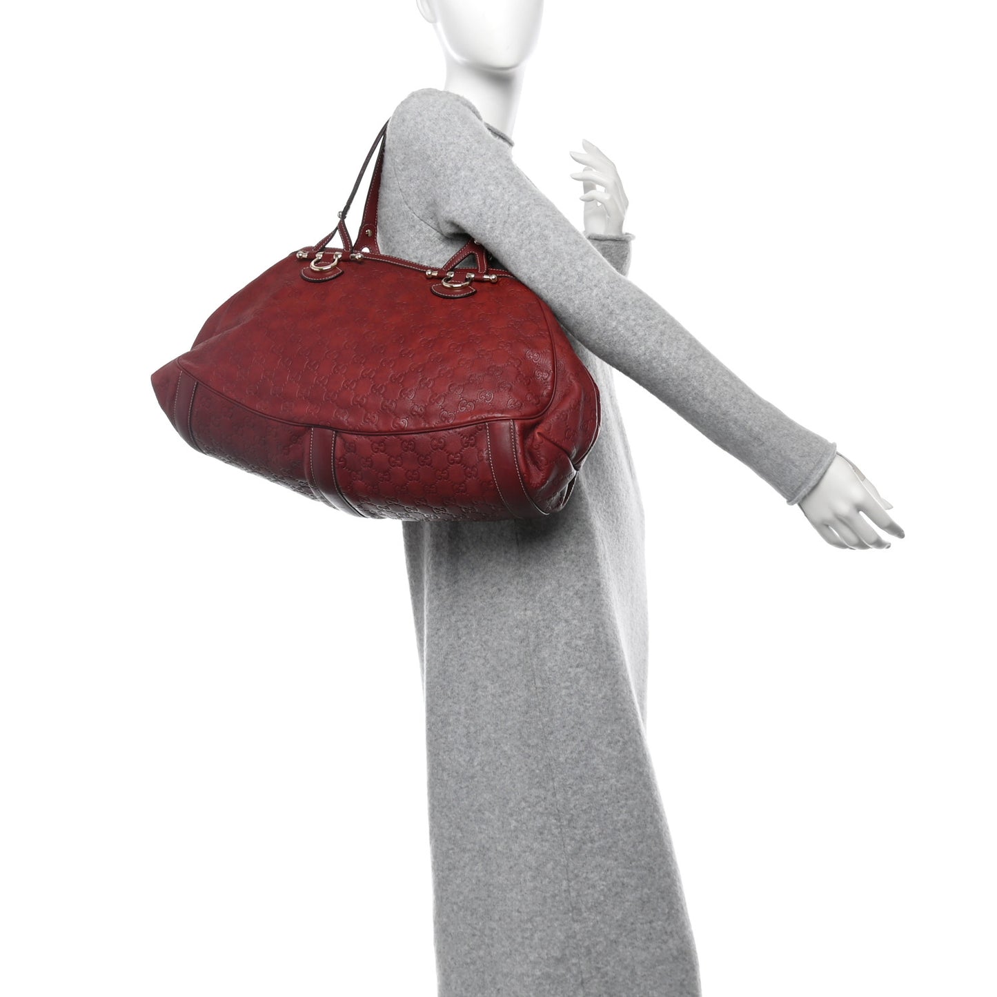 Gucci Guccissima Shoulder Leather Bag - Red