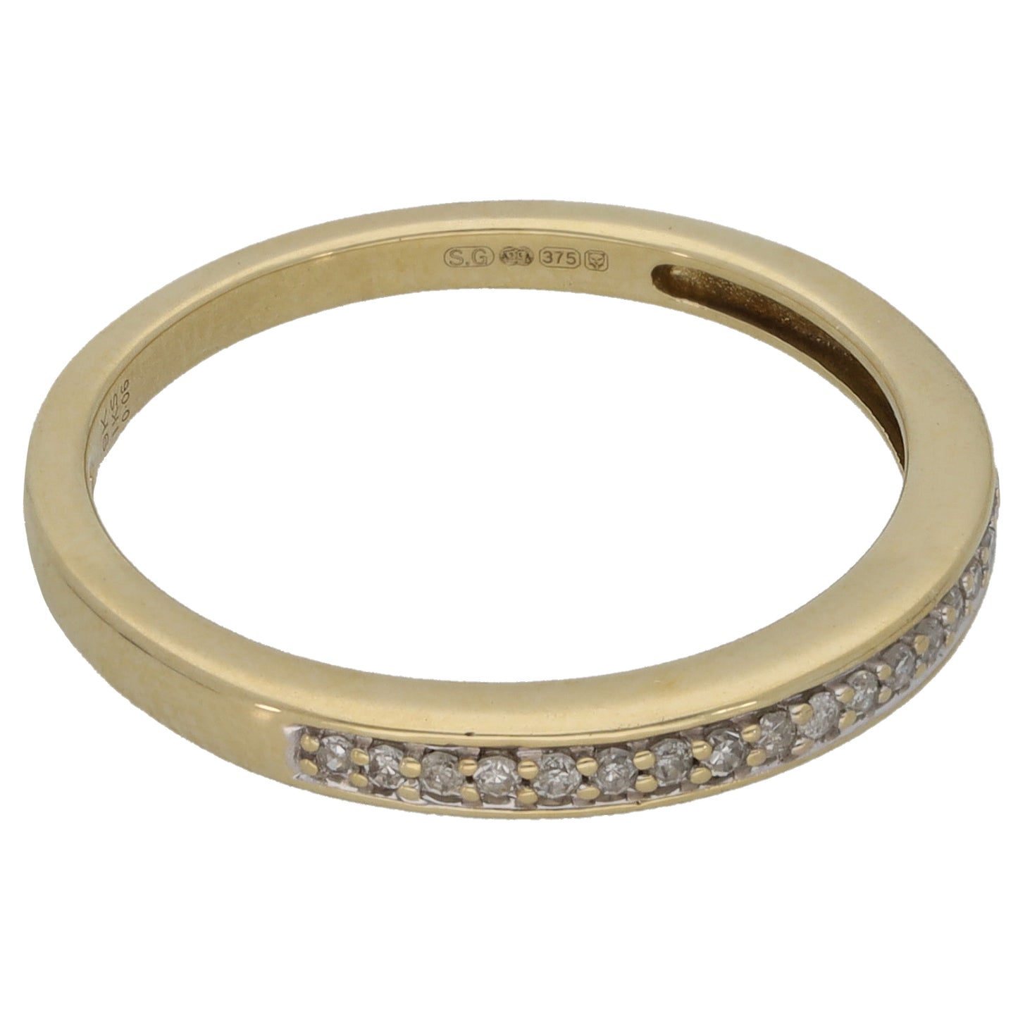 9ct Gold 0.06ct Diamond Half Eternity Ring Size M