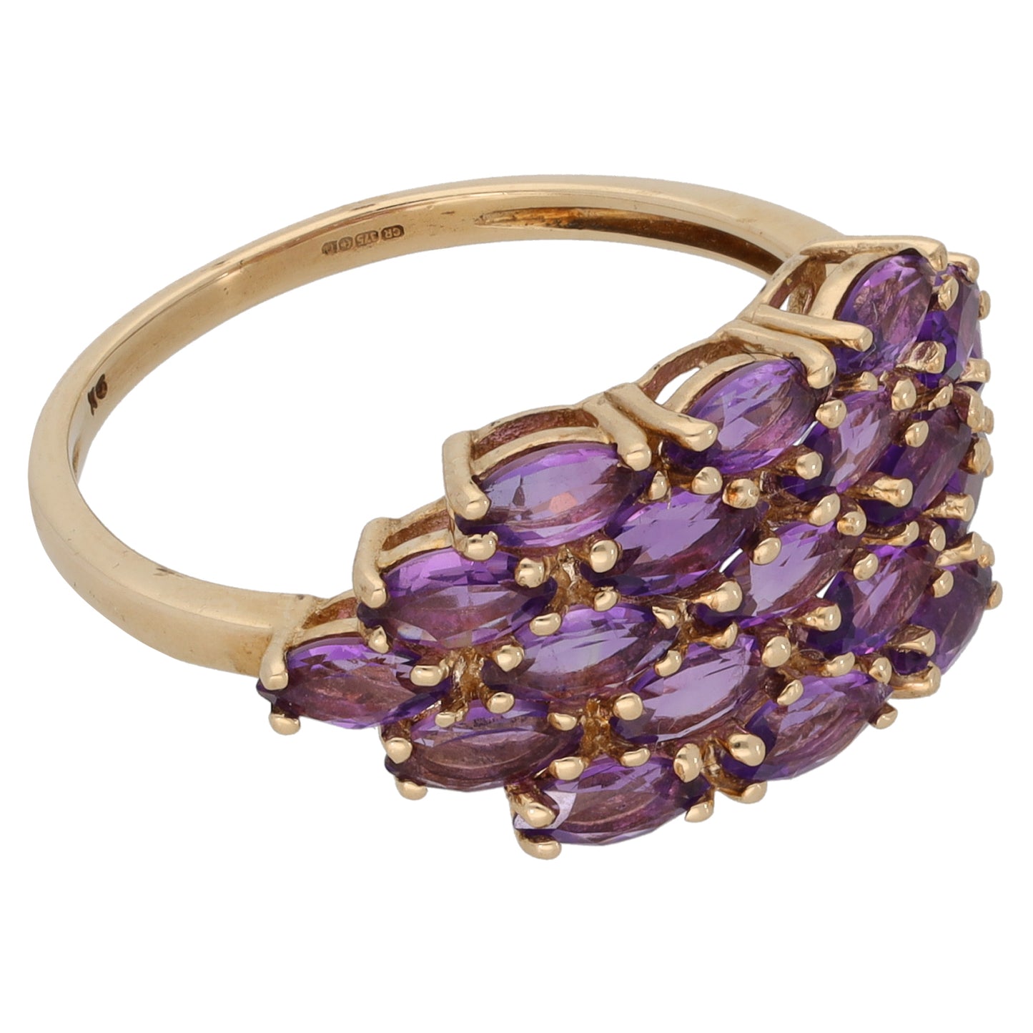 9ct Gold Amethyst Dress/Cocktail Ring Size R