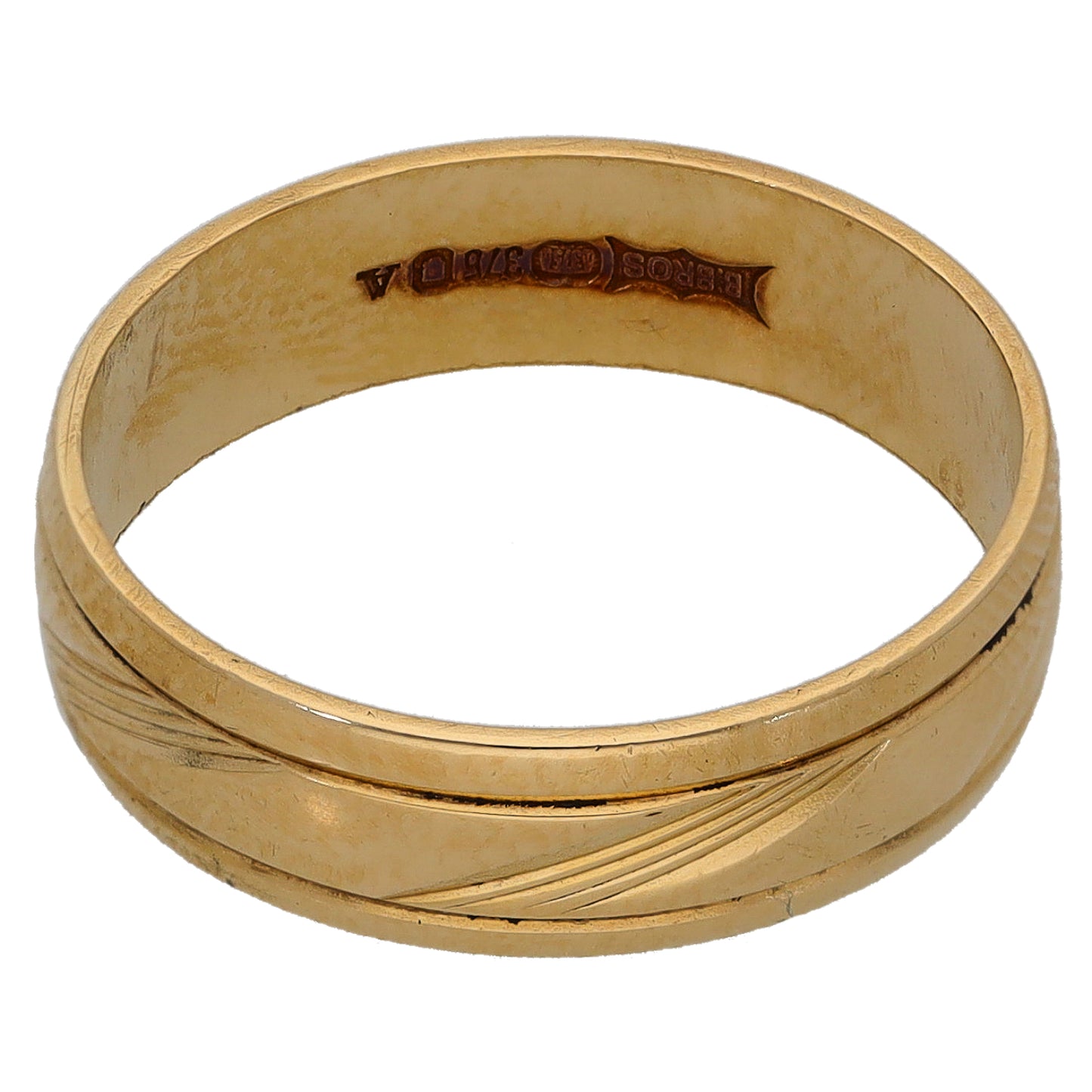 9ct Gold Patterned Wedding Ring Size L
