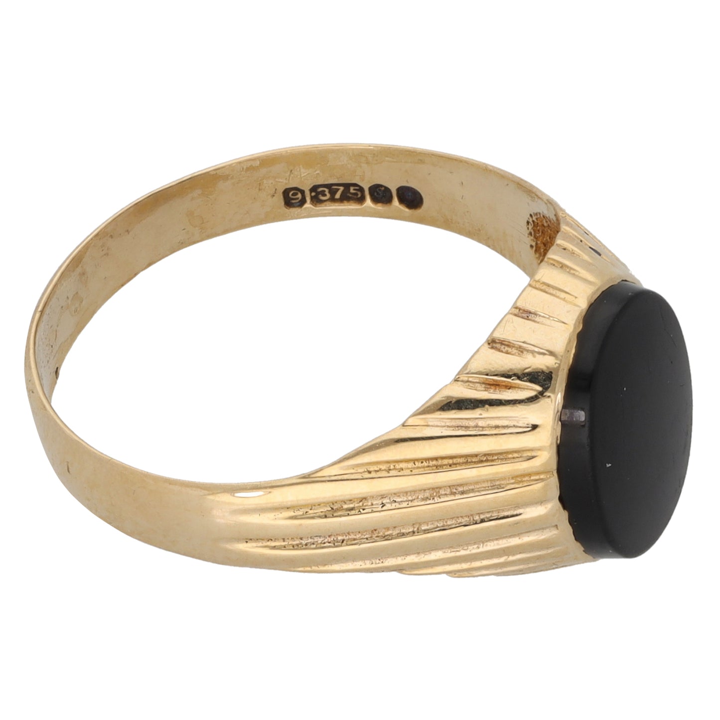 9ct Gold Onyx Single Stone Signet Ring Size O