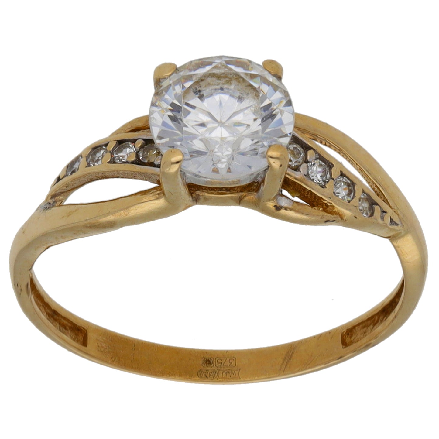 14ct Gold Cubic Zirconia Dress/Cocktail Ring Size M