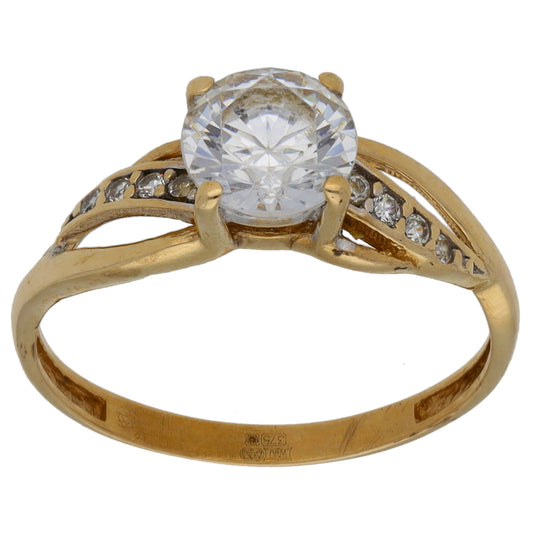 14ct Gold Cubic Zirconia Dress/Cocktail Ring Size M