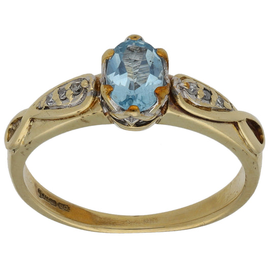 9ct Gold Topaz & 0.03ct Diamond Dress/Cocktail Ring Size K
