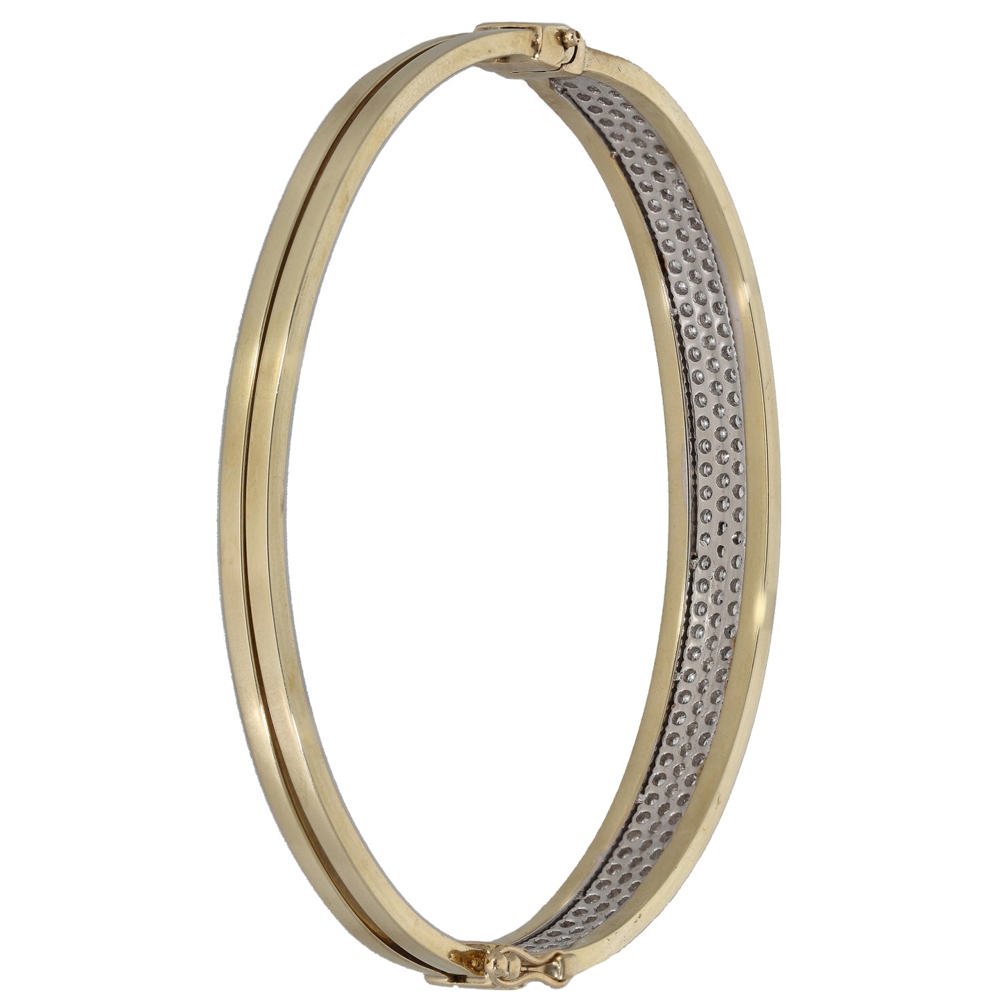 9ct Gold Cubic Zirconia Hinged/Clasp Bangle