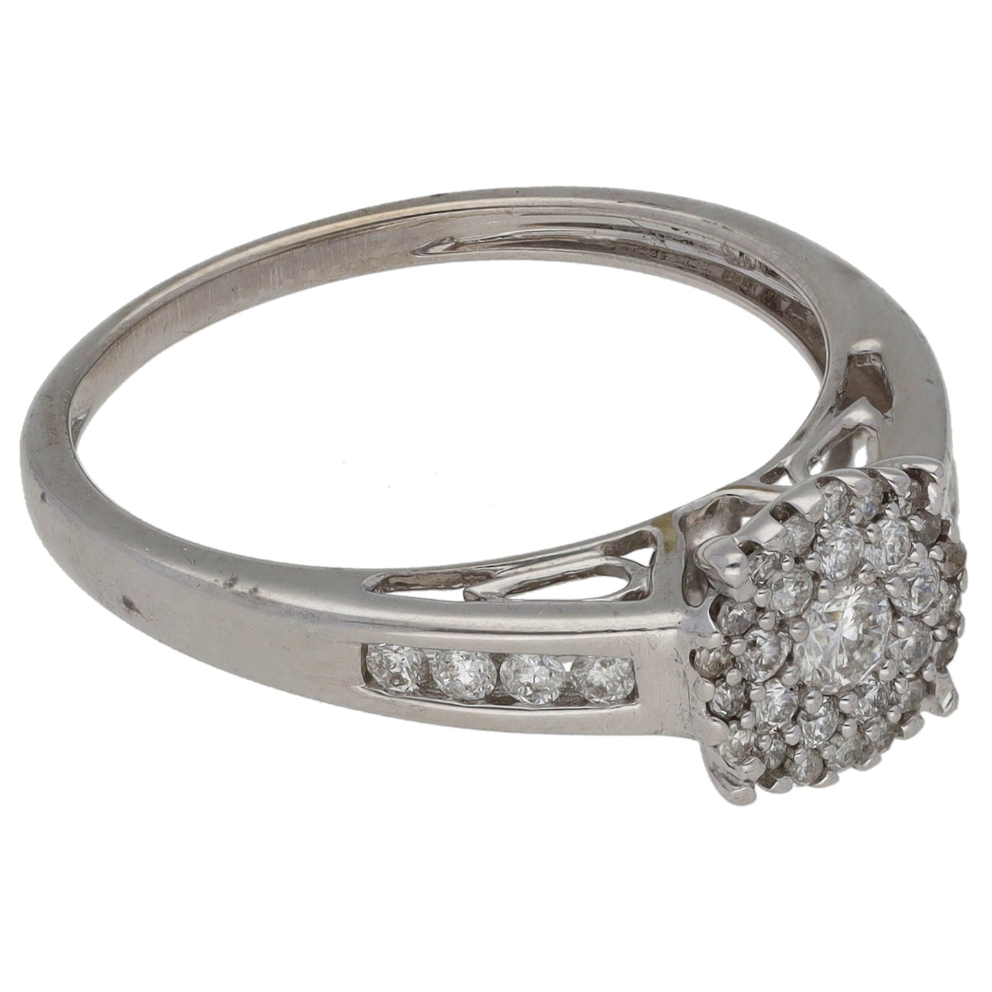 9ct White Gold 0.35ct Diamond Cluster Ring Size M