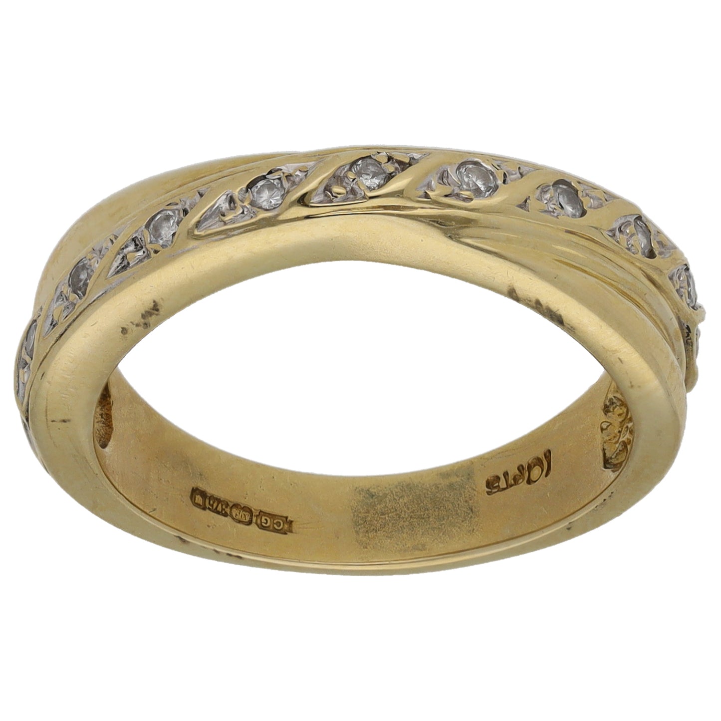 9ct Gold 0.10ct Diamond Half Eternity Ring Size M
