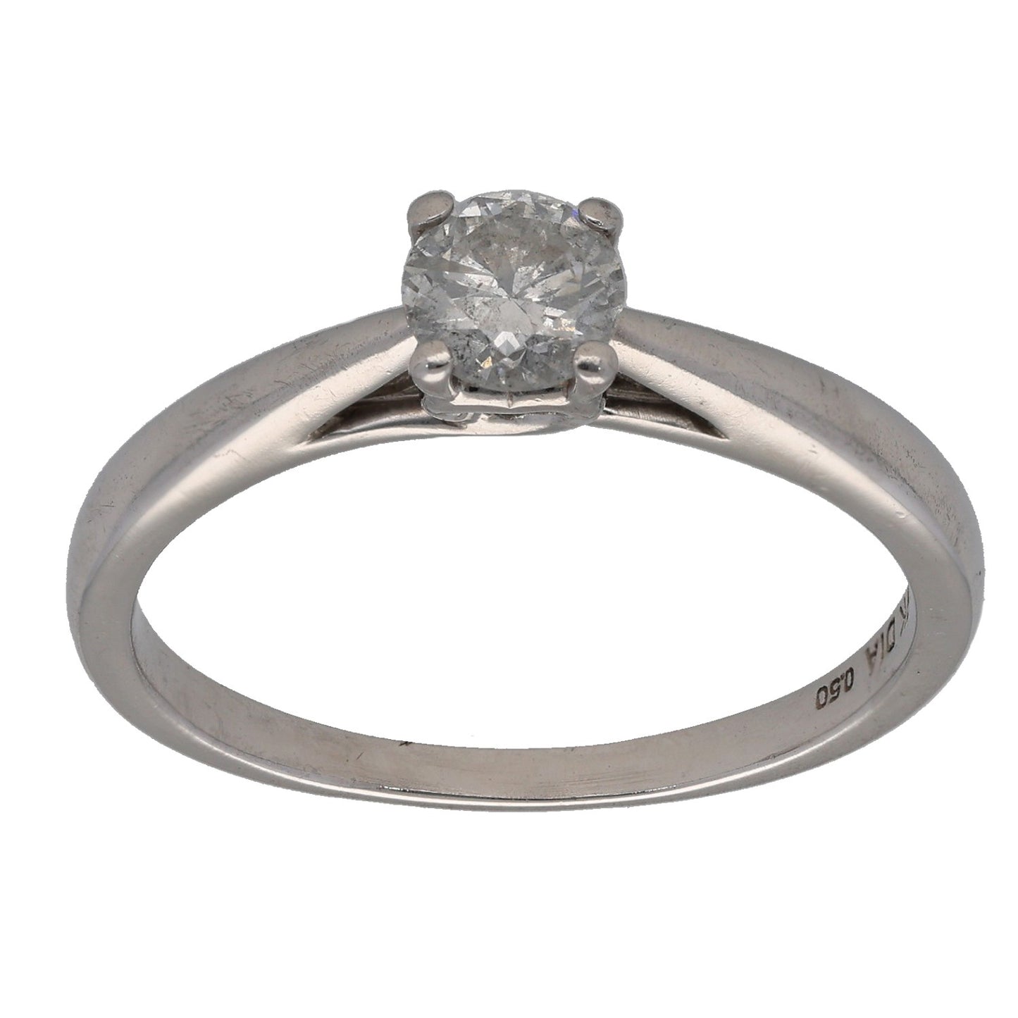 9ct White Gold 0.50ct Diamond Solitaire Ring Size Q