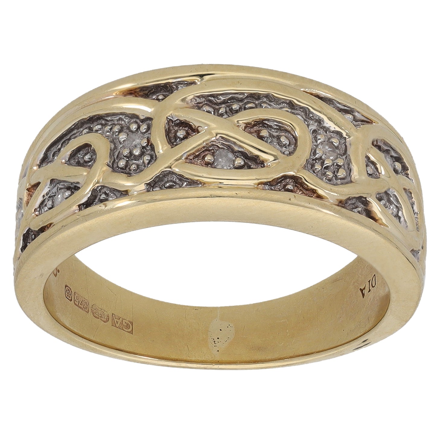 9ct Gold 0.05ct Diamond Alternative Ring Size Q