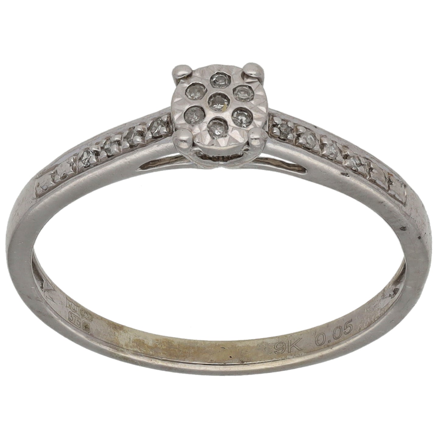 9ct White Gold 0.05ct Diamond Cluster Ring Size O