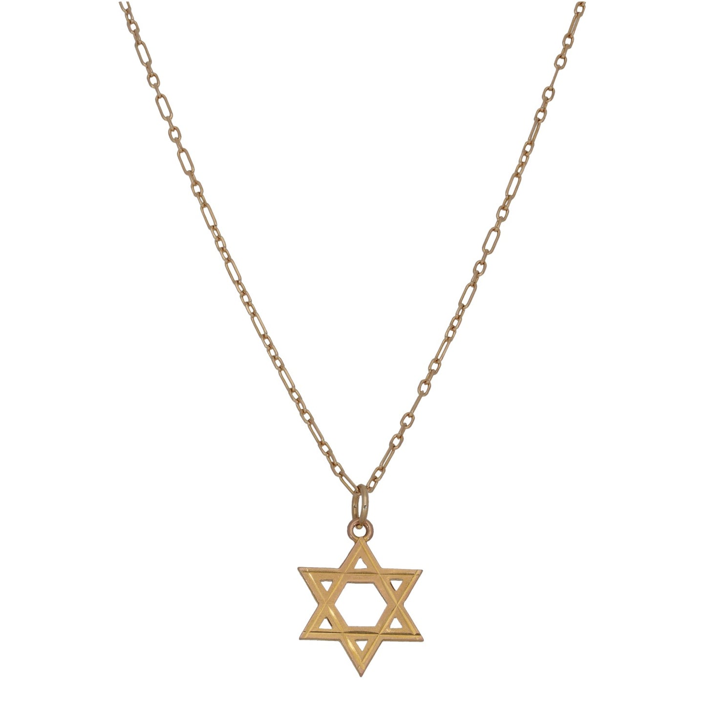 9ct Gold Star of David Pendant With Chain