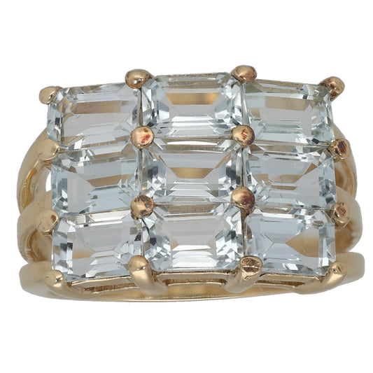 9ct Gold Aquamarine Dress/Cocktail Ring Size M