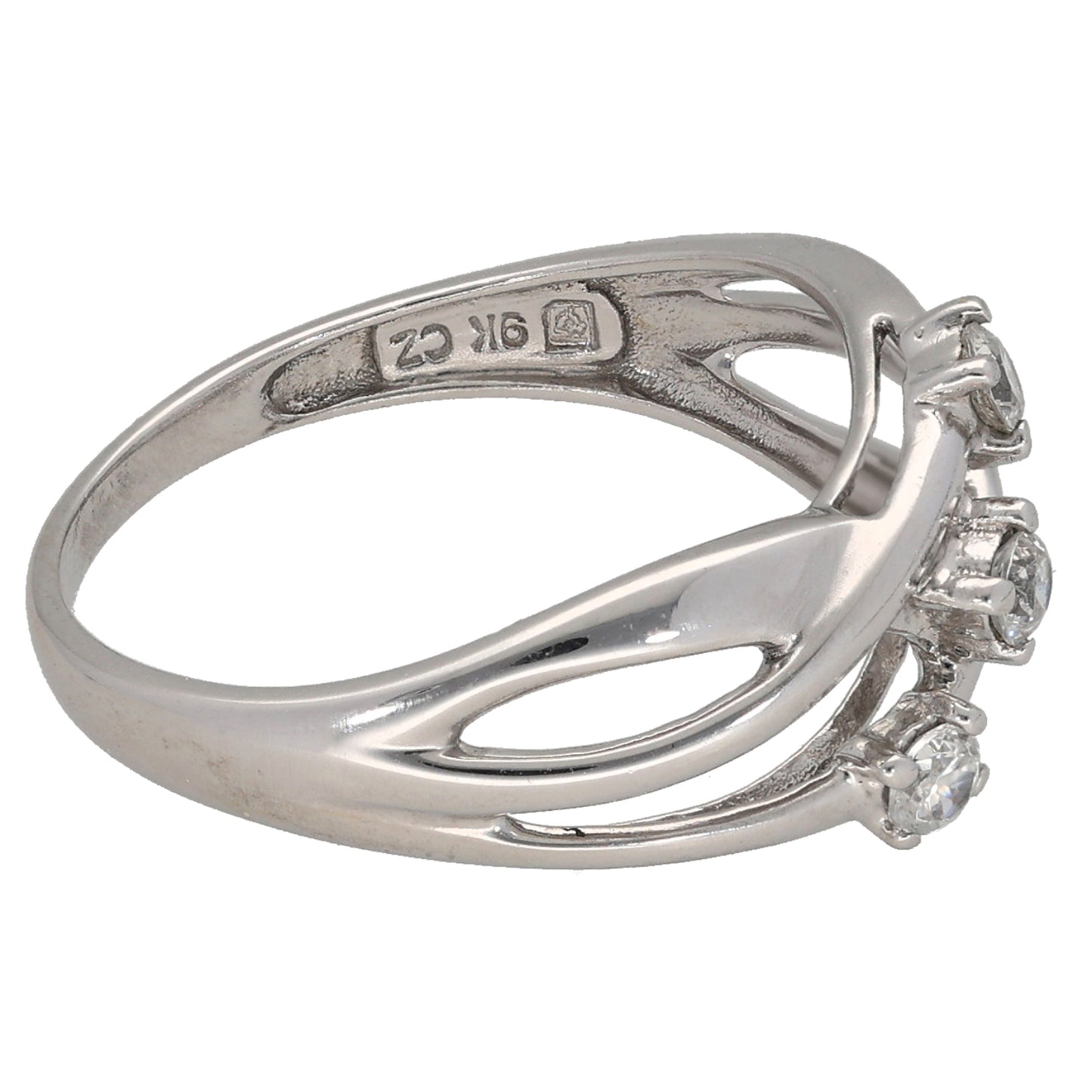 9ct White Gold Cubic Zirconia Dress/Cocktail Ring Size N
