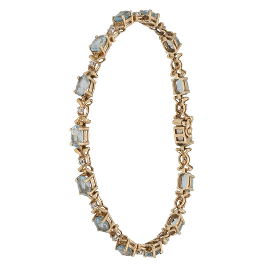 9ct Gold Topaz & 0.14ct Diamond Fancy Stone Set Bracelet