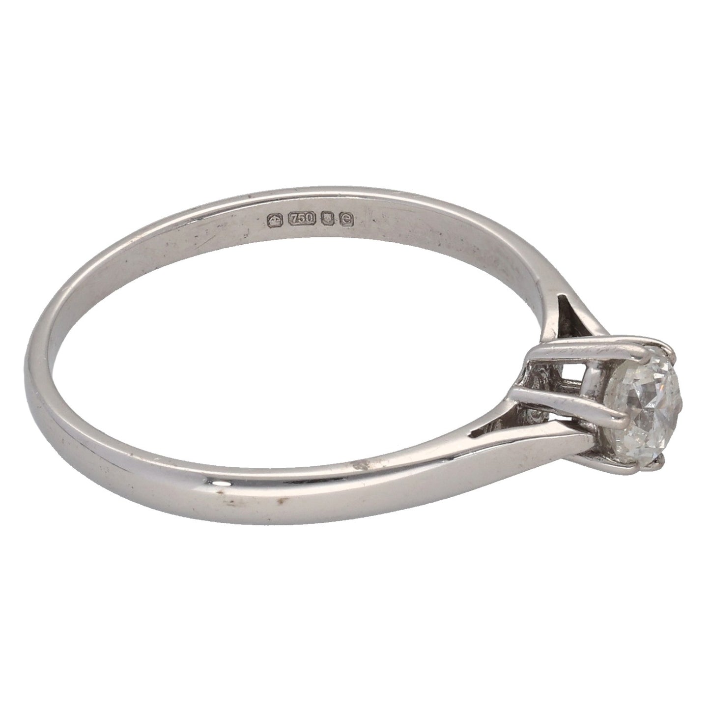 18ct White Gold 0.36ct Diamond Solitaire Ring Size N