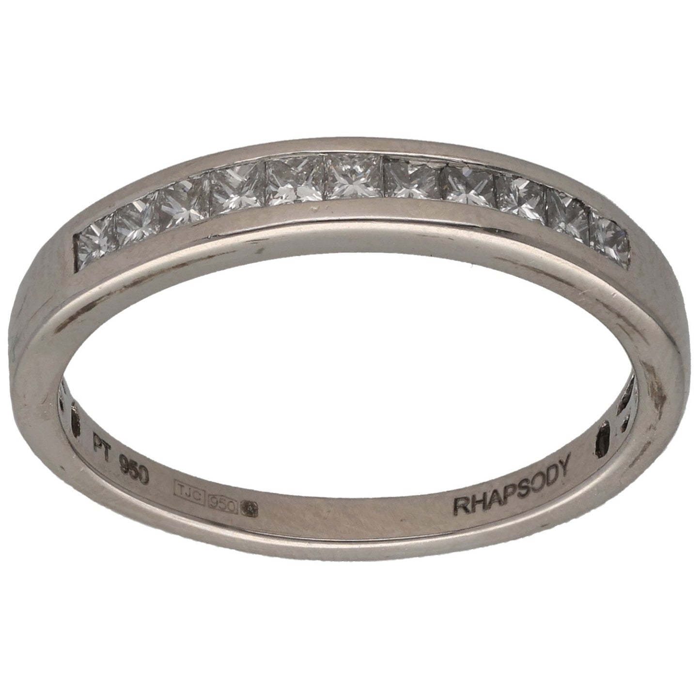 Platinum 0.66ct Diamond Half Eternity Ring Size T