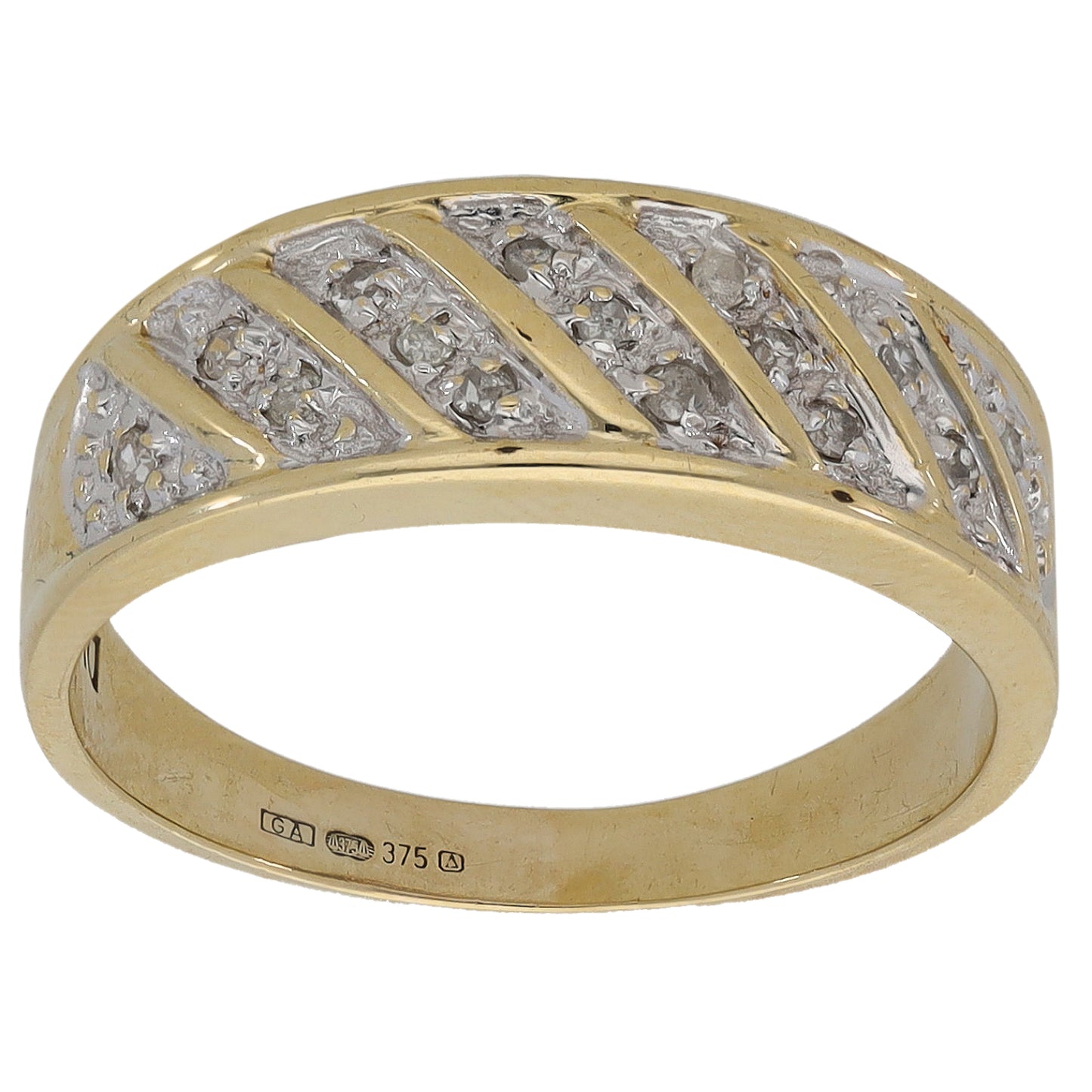 9ct Gold 0.075ct Diamond Dress/Cocktail Ring Size L