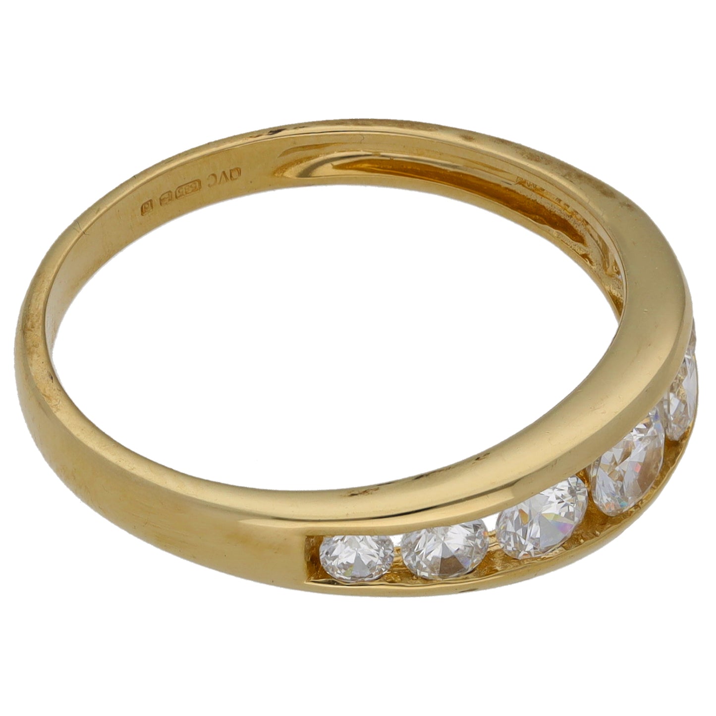 14ct Gold Cubic Zirconia Half Eternity Ring Size T