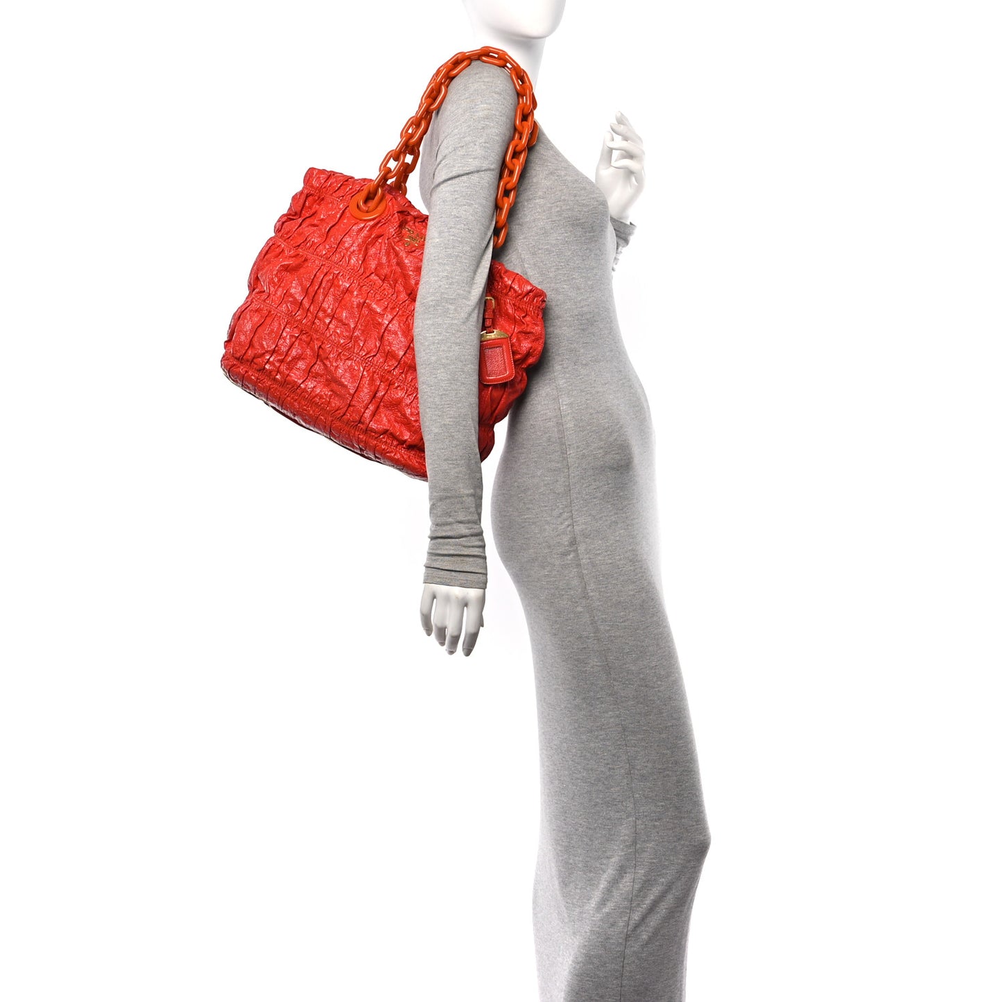 Prada Vernice Gaufre Patent Leather Bag - Orange