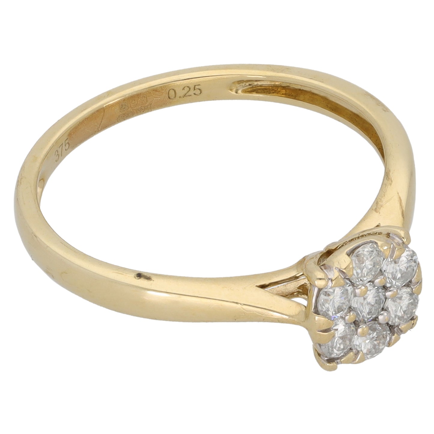 9ct Gold 0.25ct Diamond Cluster Ring Size M
