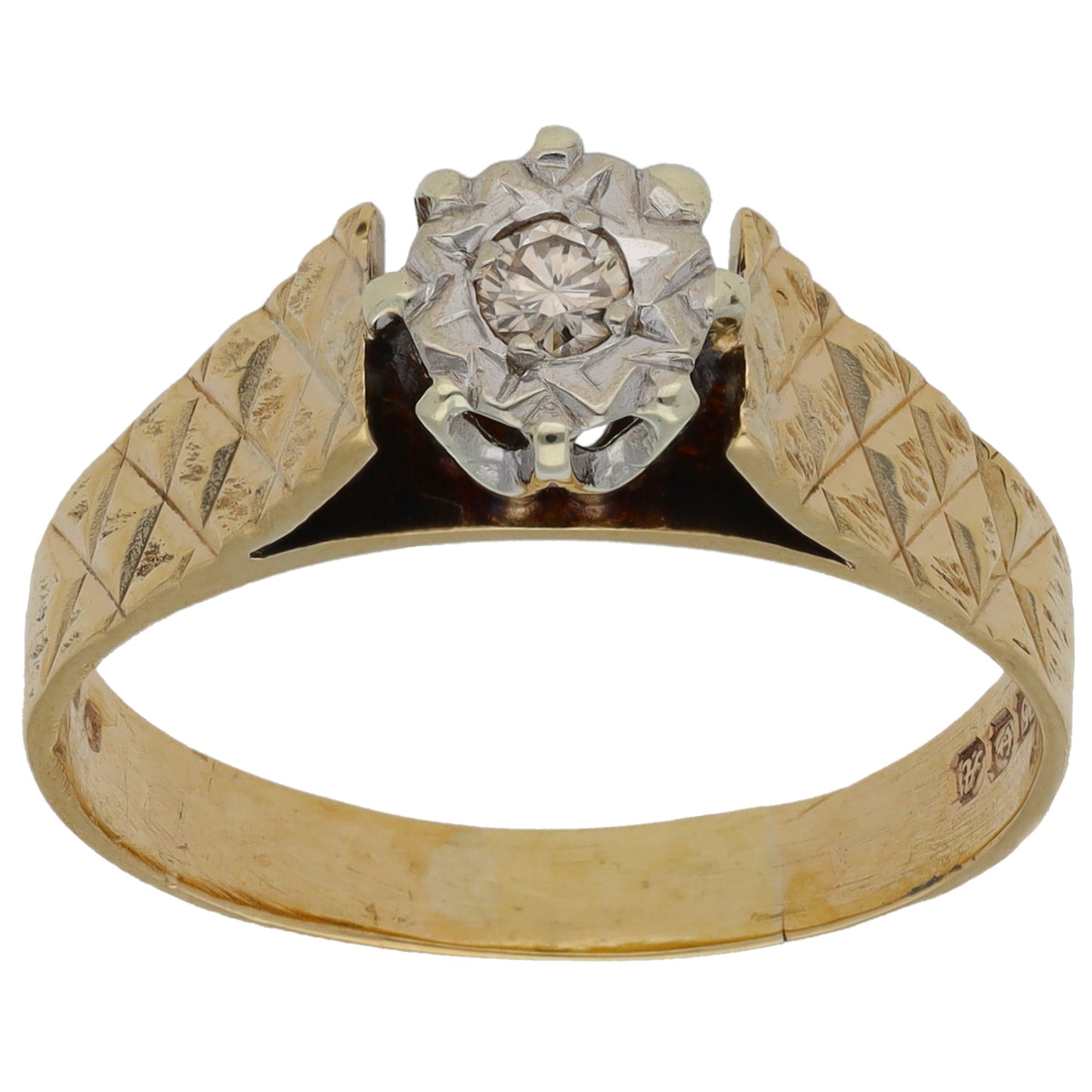 9ct Gold 0.07ct Diamond Solitaire Ring Size Q