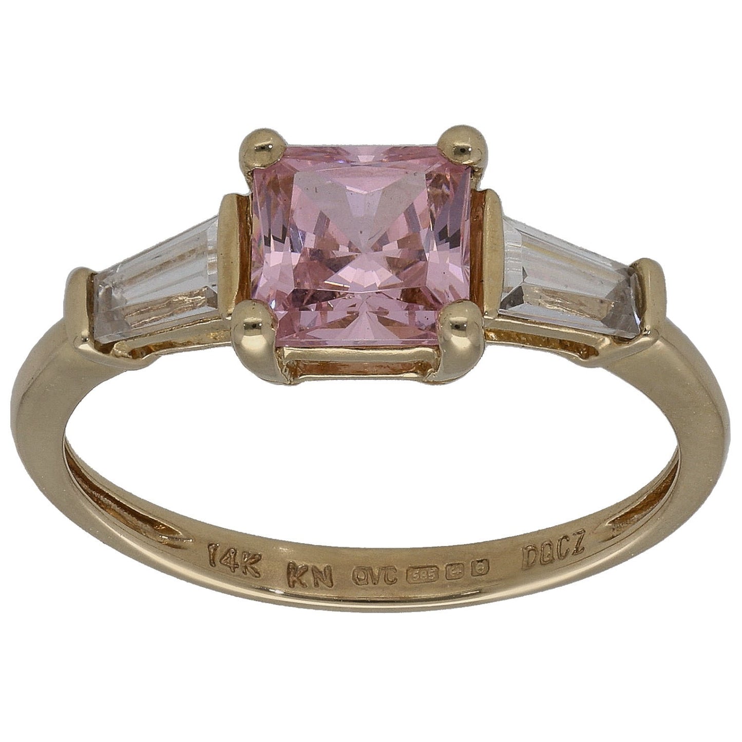 14ct Gold Cubic Zirconia Three Stone Ring Size O