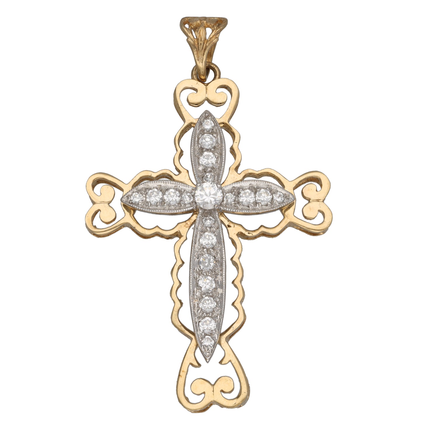 9ct Gold Cubic Zirconia Cross Pendant