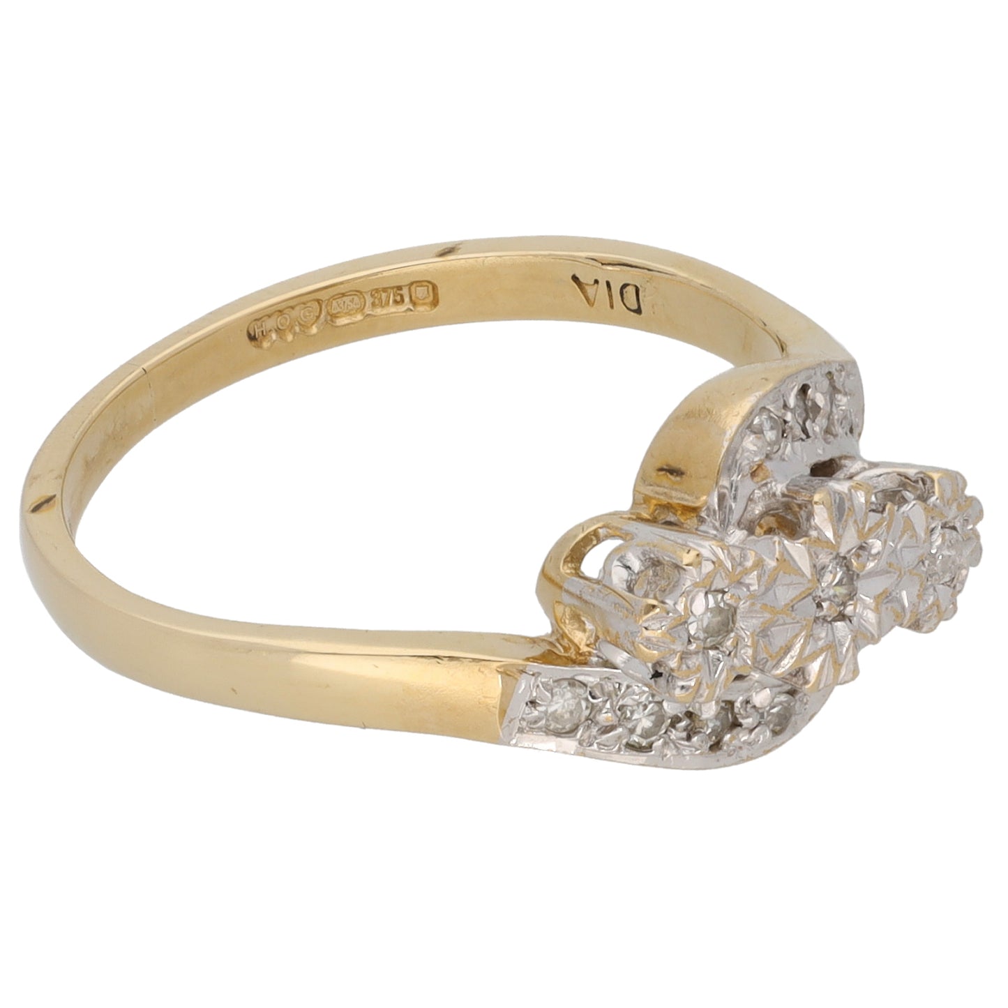 9ct Gold 0.11ct Diamond Dress/Cocktail Ring Size M