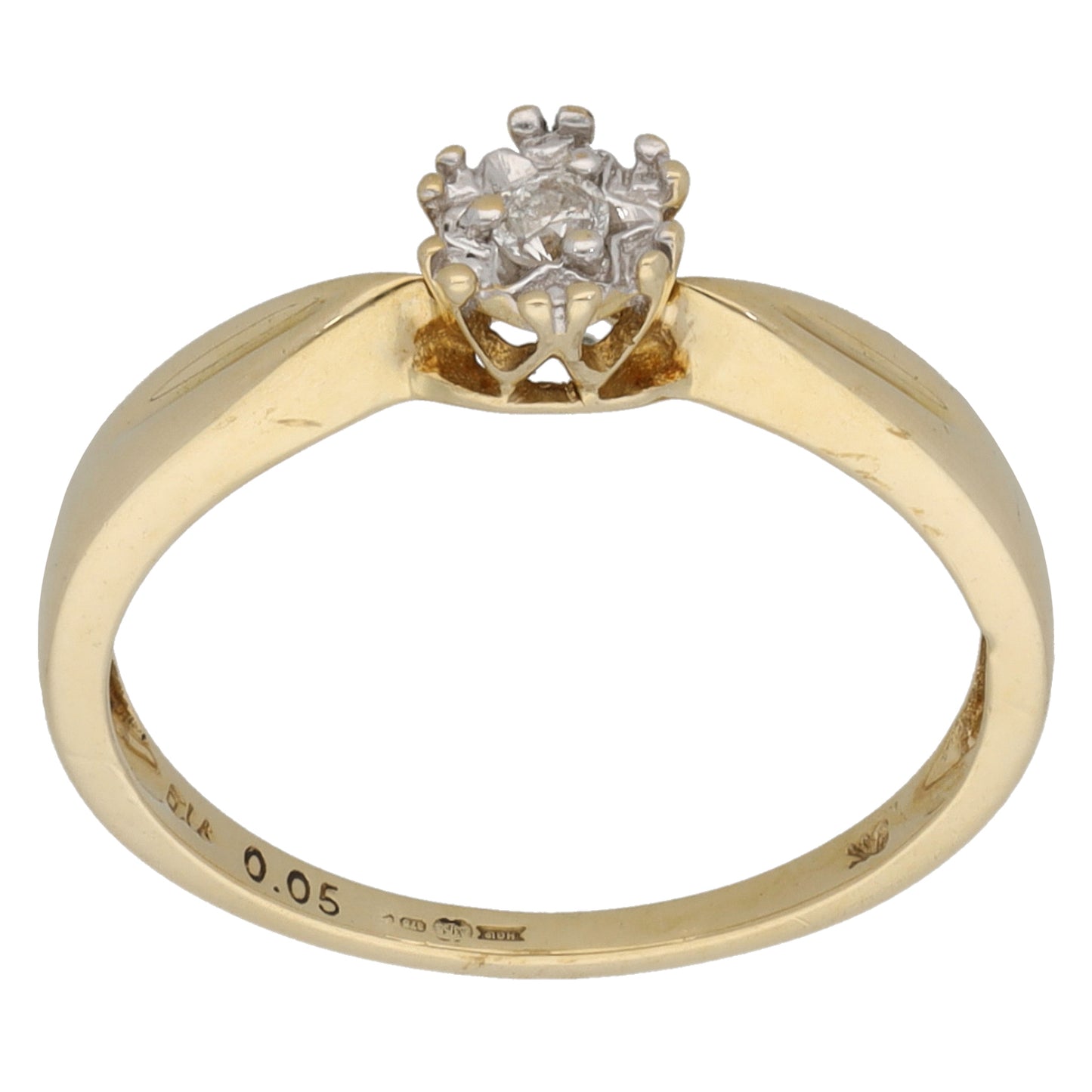 9ct Gold 0.05ct Diamond Solitaire Ring Size M