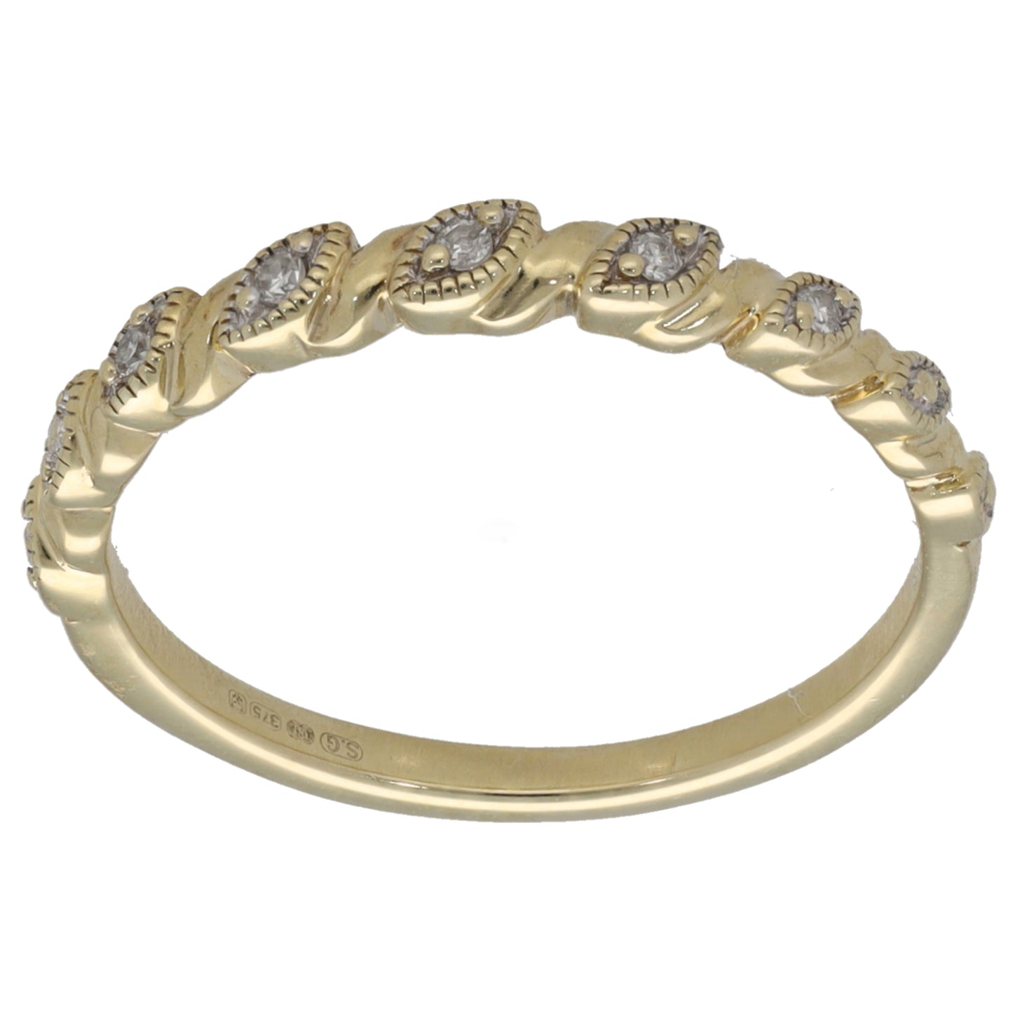 9ct Gold 0.02ct Diamond Half Eternity Ring Size M