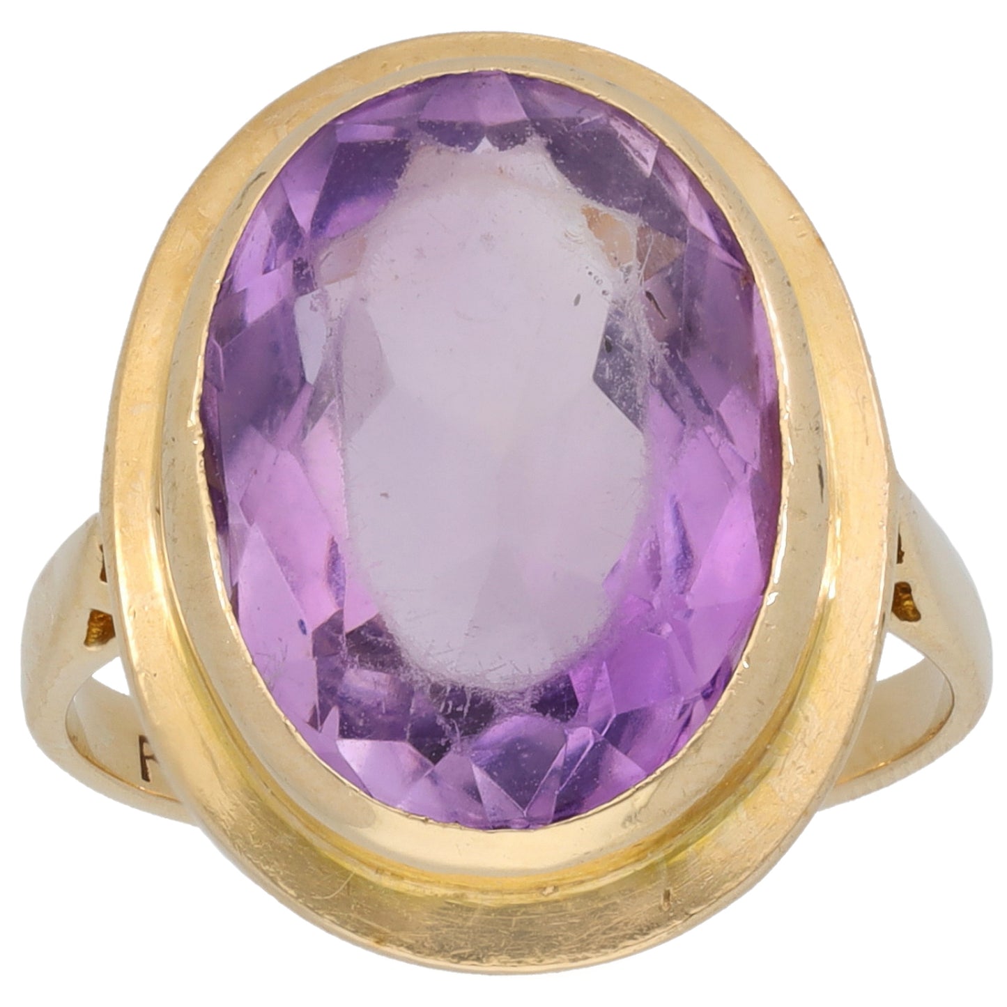 9ct Gold Amethyst Single Stone Ring Size N